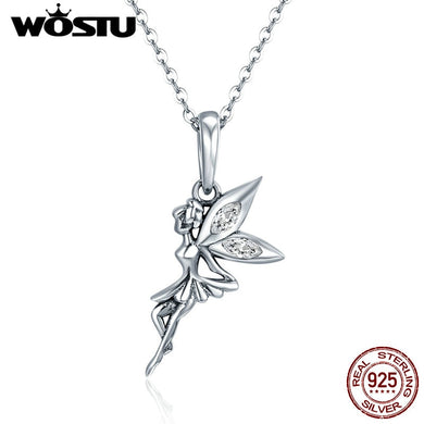 Authentic 925 Sterling Silver Flower Fairy Dangle Pendants Necklaces for Women Fine Brand Jewelry Lover Gift