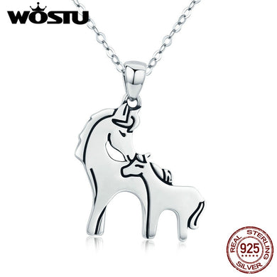 New Fashion 925 Sterling Silver Loving Horse Mother Pendant Necklace For Women S925 Silver Jewelry Mother D Gift CQN213