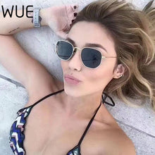 Load image into Gallery viewer, WUE 2023 vintage gold sunglasses men square metal frame silver brown black small sun glasses female unisex summer style
