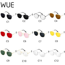 Load image into Gallery viewer, WUE 2023 vintage gold sunglasses men square metal frame silver brown black small sun glasses female unisex summer style