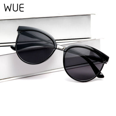 WUE Cat Eye Sunglasses Women Brand Designer Mirror Cateye vintage Sun Glasses For Female Shades