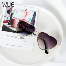 Load image into Gallery viewer, WUE Ladies Heart Shaped Sunglasses metal Women Brand Designer Fashion Rimless LOVE Clear Ocean Lenses Sun Glasses Oculos UV400