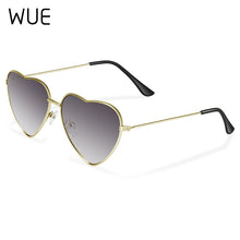 Load image into Gallery viewer, WUE Ladies Heart Shaped Sunglasses metal Women Brand Designer Fashion Rimless LOVE Clear Ocean Lenses Sun Glasses Oculos UV400