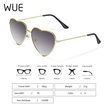 Load image into Gallery viewer, WUE Ladies Heart Shaped Sunglasses metal Women Brand Designer Fashion Rimless LOVE Clear Ocean Lenses Sun Glasses Oculos UV400