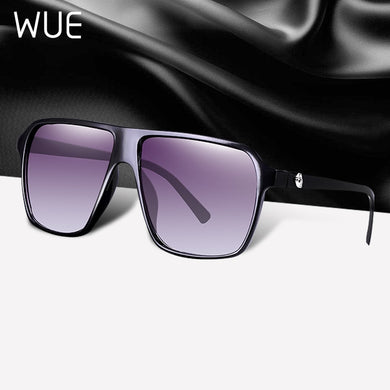 WUE Retro Square Sunglasses Steampunk Men Women Brand Designer Glasses SKULL Logo Shades UV Protection Gafas