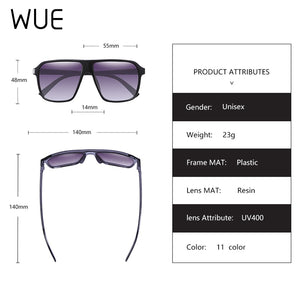 WUE Retro Square Sunglasses Steampunk Men Women Brand Designer Glasses SKULL Logo Shades UV Protection Gafas