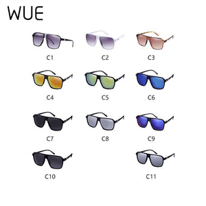 WUE Retro Square Sunglasses Steampunk Men Women Brand Designer Glasses SKULL Logo Shades UV Protection Gafas