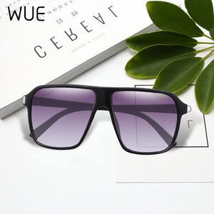 WUE Retro Square Sunglasses Steampunk Men Women Brand Designer Glasses SKULL Logo Shades UV Protection Gafas