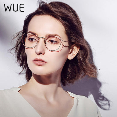 WUE classic anti-blue light gaming glasses anti-glare glasses frame ladies round transparent lens glasses computer glasses