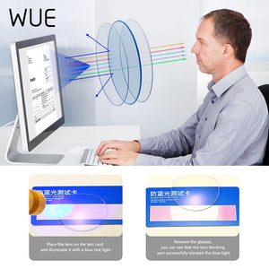 WUE classic anti-blue light gaming glasses anti-glare glasses frame ladies round transparent lens glasses computer glasses