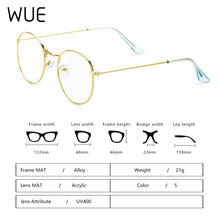 Load image into Gallery viewer, WUE classic anti-blue light gaming glasses anti-glare glasses frame ladies round transparent lens glasses computer glasses