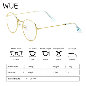 WUE classic anti-blue light gaming glasses anti-glare glasses frame ladies round transparent lens glasses computer glasses