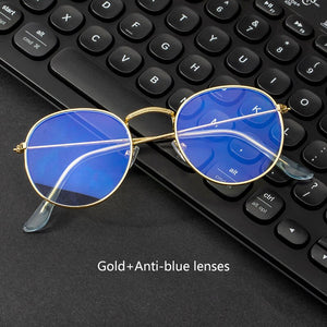 WUE classic anti-blue light gaming glasses anti-glare glasses frame ladies round transparent lens glasses computer glasses