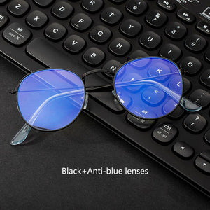 WUE classic anti-blue light gaming glasses anti-glare glasses frame ladies round transparent lens glasses computer glasses