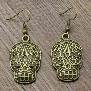 Fashion Handmade Carved Design Skull Charm Drop Earrings, Fashion Earring Jewelry Gift For Women Dropshipping 2018