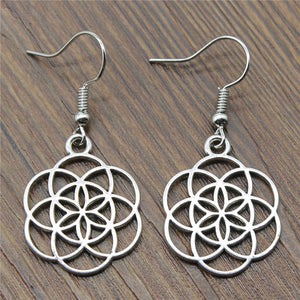 Fashion Handmade Small Flower Of Life Drop Earrings, Vintage Small Flower Of Life Earring Jewelry Gift Dropshipping