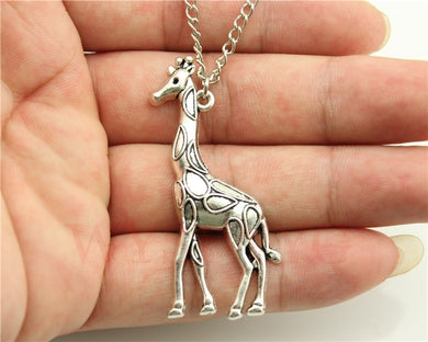Fashion Simple Antique Silver Color Giraffe Pendant Necklace , 70Cm Chain Long Necklace Drops Suppliers