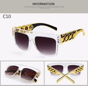 WarBLade 2023 Men Gold Metal Chain Kim Kardashian Beyonce Sunglasses Vintage Hip Hop Sun Glasses Gafas De Sol UV400
