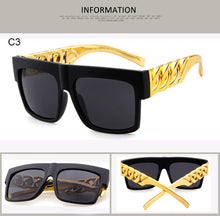 Load image into Gallery viewer, WarBLade 2023 Men Gold Metal Chain Kim Kardashian Beyonce Sunglasses Vintage Hip Hop Sun Glasses Gafas De Sol UV400