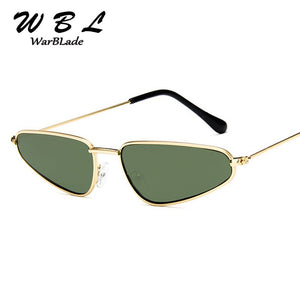 WarBLade 2023 Women Small Triangle Sunglasses  Brand Designer Metal Pink Gold Black Cat Eye Sun Glasses For Women Gift
