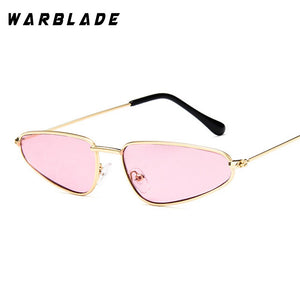 WarBLade 2023 Women Small Triangle Sunglasses  Brand Designer Metal Pink Gold Black Cat Eye Sun Glasses For Women Gift