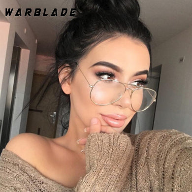 WarBLade Occhiali a fascia Occhiali con montatura in lega d'oro Occhiali da vista classici Ottica Lenti trasparenti Donna Uomo Occhiali finti Donna 