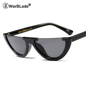Unique Half Frame Women Cat Eye Sunglasses Brand Designer Fashion Ladies Pink Tint/Clear Lens Shades  Hot