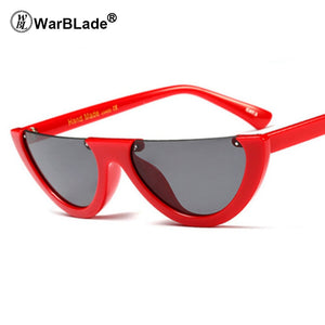 Unique Half Frame Women Cat Eye Sunglasses Brand Designer Fashion Ladies Pink Tint/Clear Lens Shades  Hot