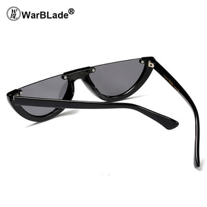 Unique Half Frame Women Cat Eye Sunglasses Brand Designer Fashion Ladies Pink Tint/Clear Lens Shades  Hot