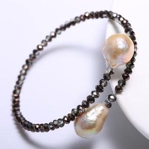 Water Pearl Bracelet 11-12 mm Crystal Size 3 mm, Holid Gifts