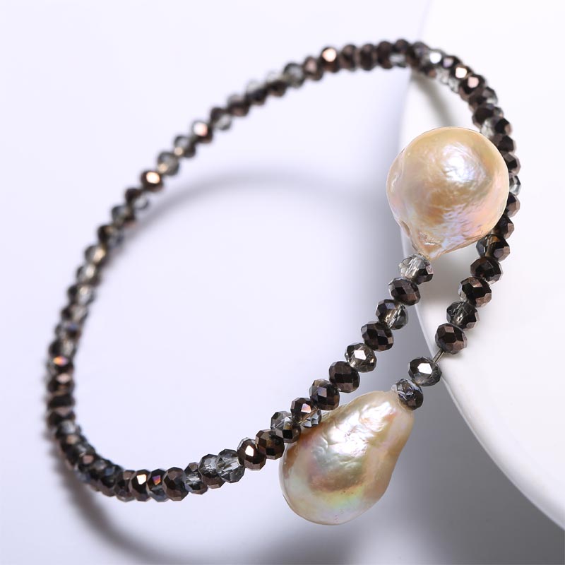 Water Pearl Bracelet 11-12 mm Crystal Size 3 mm, Holid Gifts