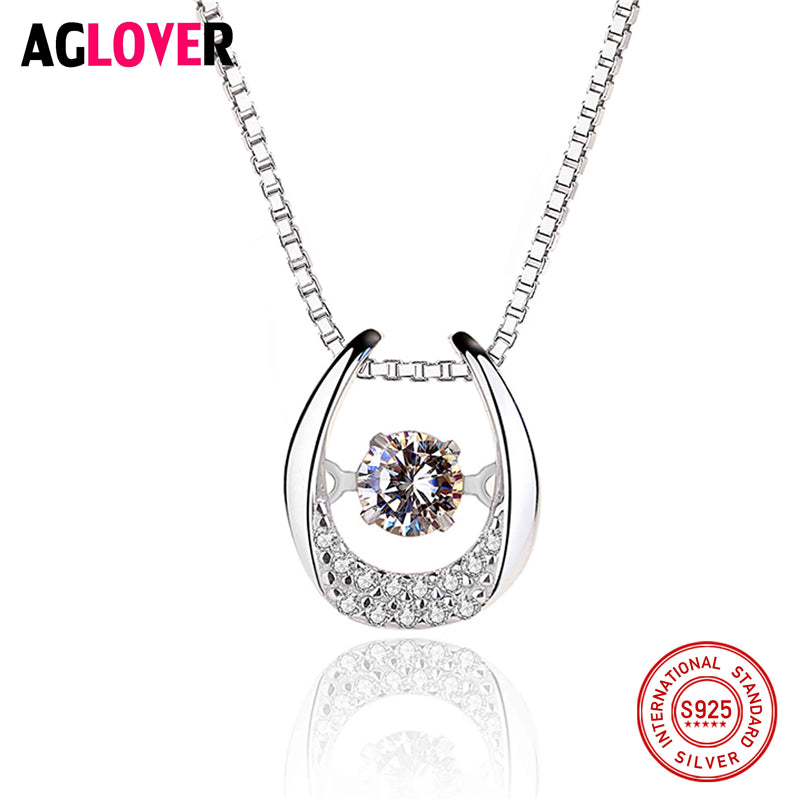 Accessori da sposa Ruota la pietra danzante CZ Collane e pendenti in argento sterling 925 Gioielli di moda Regalo della mamma per le donne 