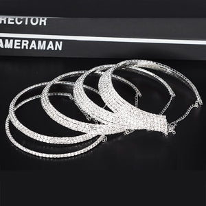 Wedding Bridal Choker Multi-lay Row Rhinestone Crystal Necklace Silver Plated Jewelry for Women Necklaces Elegant Girl Love Gift