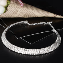 Load image into Gallery viewer, Wedding Bridal Choker Multi-lay Row Rhinestone Crystal Necklace Silver Plated Jewelry for Women Necklaces Elegant Girl Love Gift