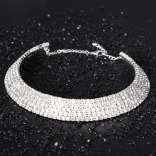 Load image into Gallery viewer, Wedding Bridal Choker Multi-lay Row Rhinestone Crystal Necklace Silver Plated Jewelry for Women Necklaces Elegant Girl Love Gift