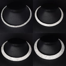 Load image into Gallery viewer, Wedding Bridal Choker Multi-lay Row Rhinestone Crystal Necklace Silver Plated Jewelry for Women Necklaces Elegant Girl Love Gift