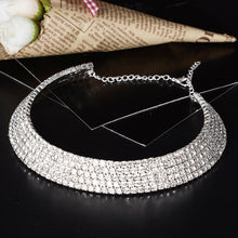 Load image into Gallery viewer, Wedding Bridal Choker Multi-lay Row Rhinestone Crystal Necklace Silver Plated Jewelry for Women Necklaces Elegant Girl Love Gift