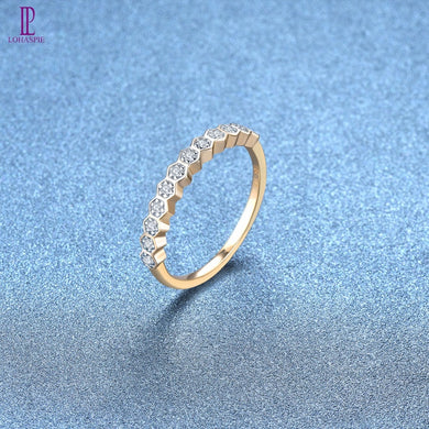 Wedding Engagement Ring Diamond-Jewelry Real 14K Yewllow Gold Fine Fashion Natural Stone Jewelry For Women's Girl's Best Gift