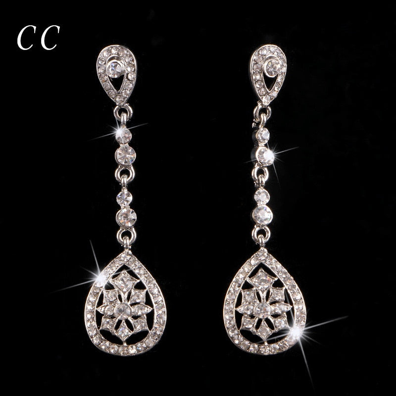 Wedding Jewelry For Brides Teardrop Crystal Long Earrings for Women Party Engagement Vintage Jewellery Chic Accessories B026