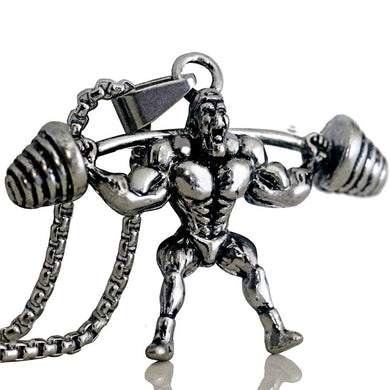 Weightlifting Pendant Necklace Long Chain Muscle Men Sport Fitness Hop Fashion Jewelry For Male Dropshipping Lover Gifts New