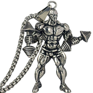 Weightlifting Pendant Necklace Long Chain Muscle Men Sport Fitness Hop Fashion Jewelry For Male Dropshipping Lover Gifts New