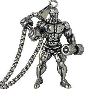 Weightlifting Pendant Necklace Long Chain Muscle Men Sport Fitness Hop Fashion Jewelry For Male Dropshipping Lover Gifts New
