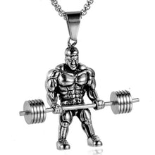 Load image into Gallery viewer, Weightlifting Pendant Necklace Long Chain Muscle Men Sport Fitness Hop Fashion Jewelry For Male Dropshipping Lover Gifts New