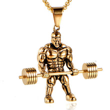 Load image into Gallery viewer, Weightlifting Pendant Necklace Long Chain Muscle Men Sport Fitness Hop Fashion Jewelry For Male Dropshipping Lover Gifts New
