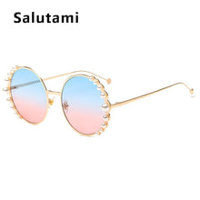 Carica l&#39;immagine nel visualizzatore di Gallery, White Pearl Round Sunglasses Women 2023  Brand Alloy Frame Vintage Sun Glasses Ladies Vintage Uv400 Goggle Shades