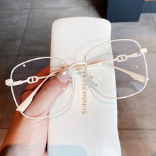 Load image into Gallery viewer, White Pink Alloy Anti-blue Light Women&#39;s Computer Eyeglasses Black Pink Square Clear Glasses Frame Female Square Eyewear