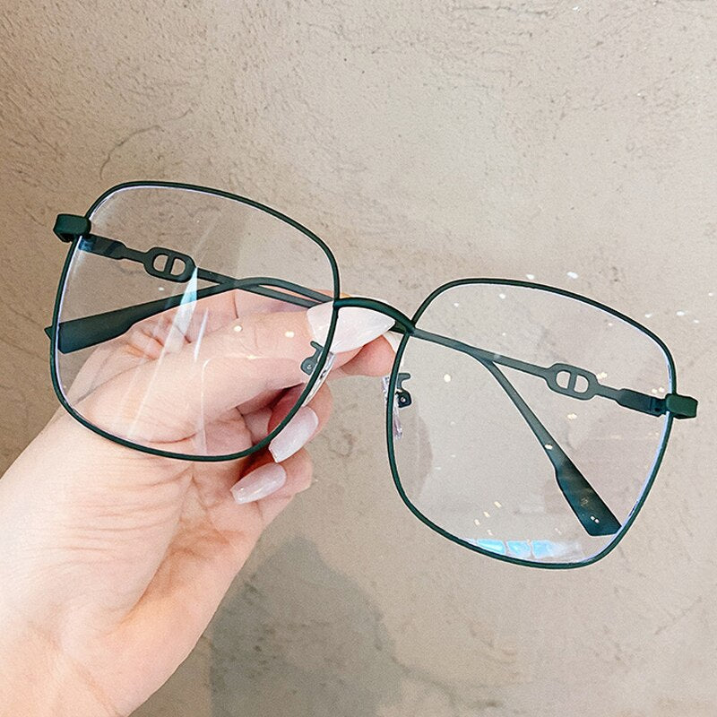 White Pink Alloy Anti-blue Light Women's Computer Eyeglasses Black Pink Square Clear Glasses Frame Female Square Eyewear