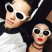 Load image into Gallery viewer, 10PCS Women Glasses Vintage Men Kurt Cobain Sunglasses Female Oval Sun Glasses Black White Eyewear UV400