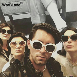 10PCS Women Glasses Vintage Men Kurt Cobain Sunglasses Female Oval Sun Glasses Black White Eyewear UV400