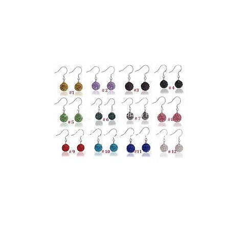 Wholesale!10mm best OMEI FACTORY 15 random color Crystal Disco Ball Beads Silver Plated Drop Earrings Jewelry.